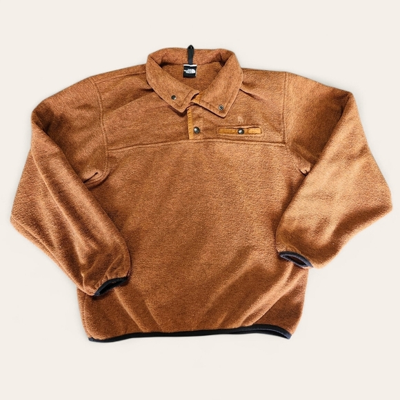 The North Face vintage USA made fleece pullover jacket M Orange snap front - Picture 1 of 5